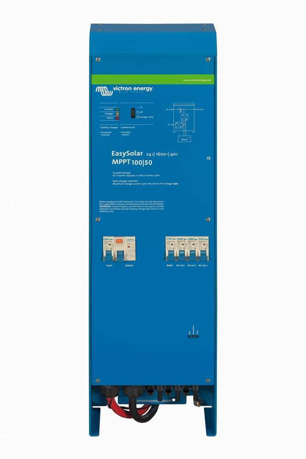 Front view of Victron EasySolar inverter charger with integrated MPPT and AC distribution