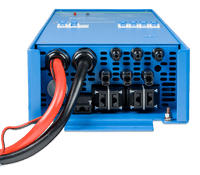Bottom panel of Victron EasySolar showing cable glands, PV connectors and terminal entry points