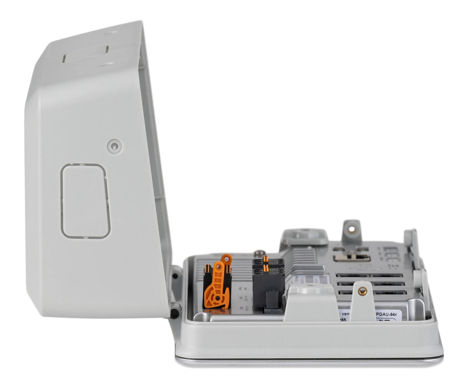 Open view of Victron Ekrano GX wall mount enclosure showing internal wiring ports