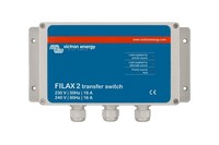Victron Filax 2 transfer switch front panel with status indicators and cable glands