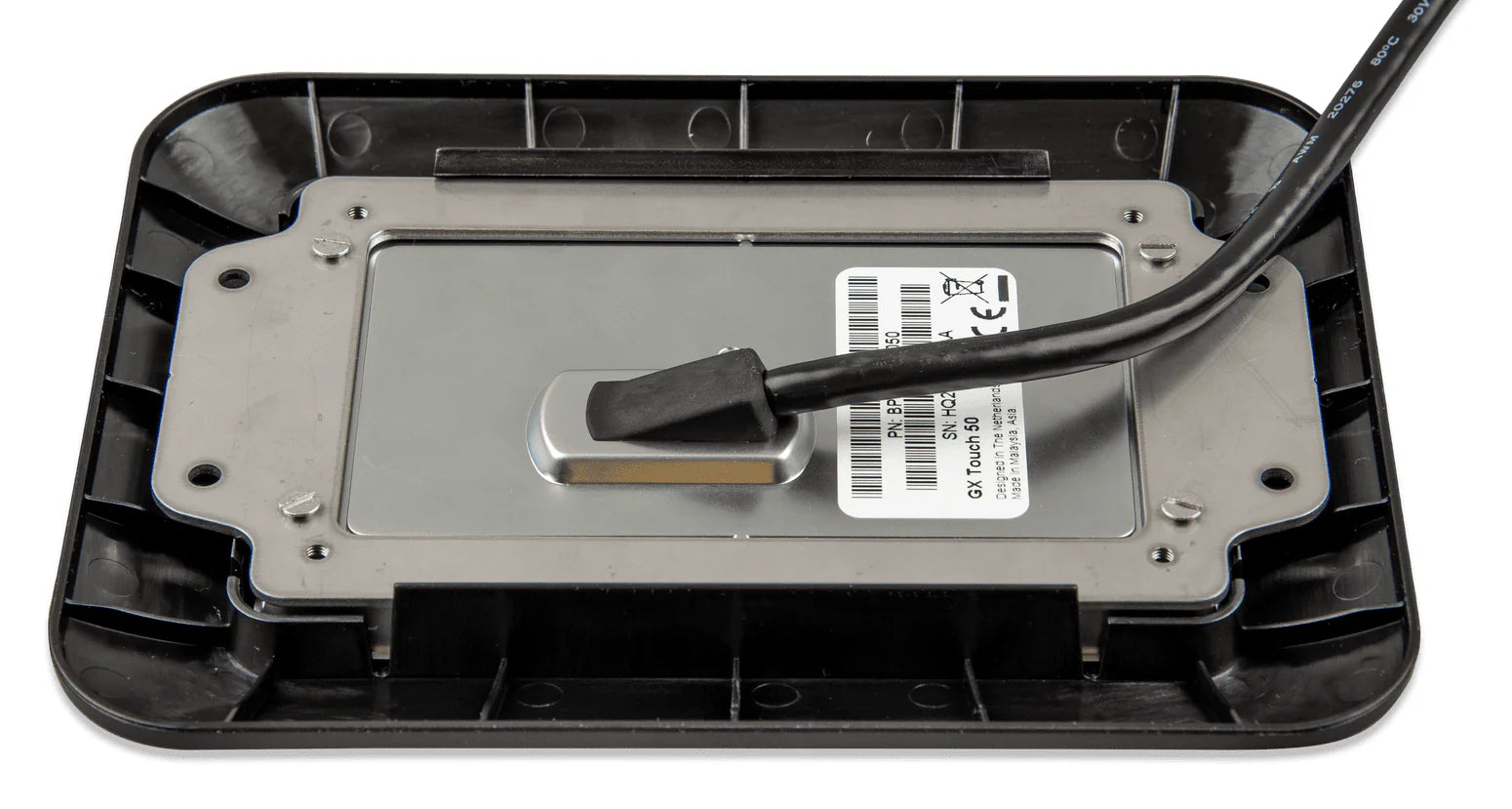 Rear view showing GX Touch 50 display installed in the adapter assembly