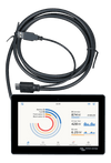 Victron GX Touch 50 flush mount display showing system status dashboard and connection cable