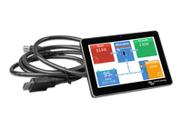 Victron GX Touch 50 touchscreen display showing live power system data and connected cable