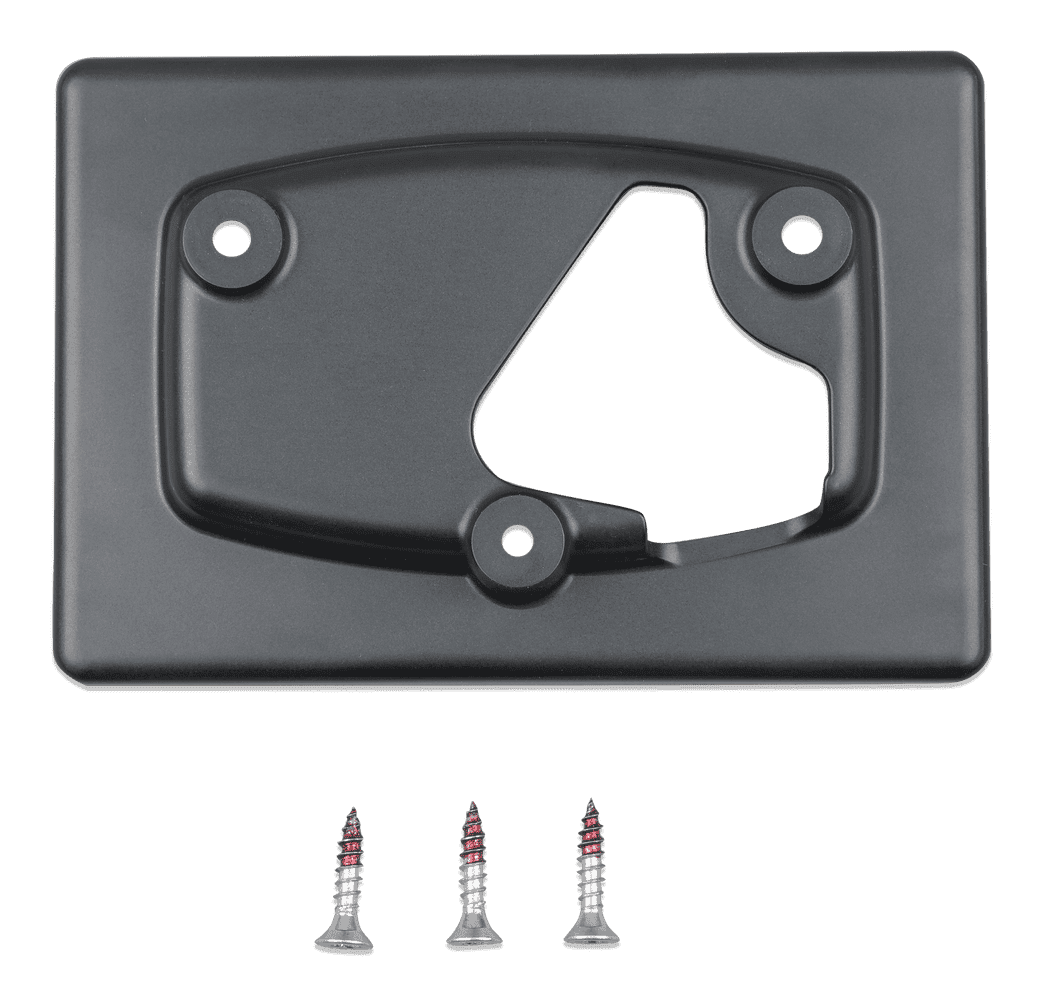Front view of black GX Touch 70 wall mount bracket with three mounting screws