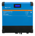 Front view of blue Victron Inverter RS 48/6000 showing LCD screen and integrated solar controller labels