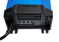 Bottom view of Victron IP22 charger with protective terminal cover in place
