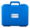Blue Victron hard-shell carry case for IP65 battery chargers with handle and secure latches