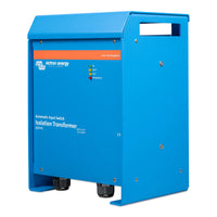 Right-side angled view of the Victron 4500W isolation transformer showing enclosure vents