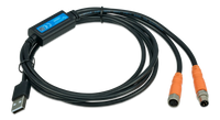 Close-up of M8 male and female circular connectors on the service tool cable
