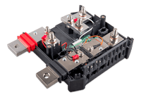 Interior view of Lynx Shunt 1000 showing terminal studs and communication ports