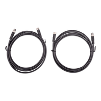 Two coiled 2m black cables with M8 male and female 3-pole connectors