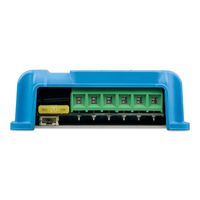 Close-up of the connection terminal block and user-replaceable 20 amp fuse on a solar controller