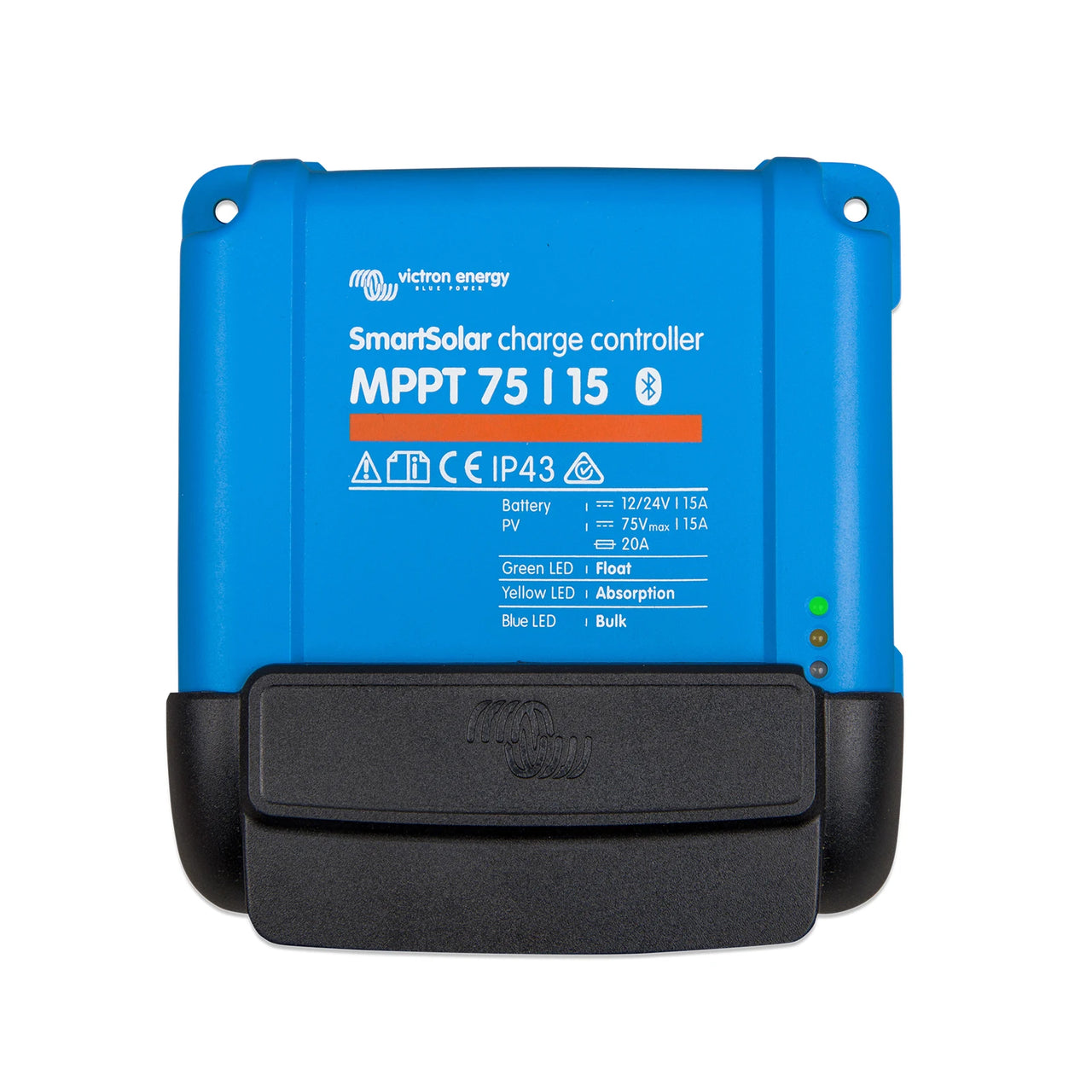 Front view of Victron WireBox-S mounted on a SmartSolar MPPT 75/15 charge controller