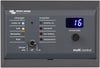 Victron Multi Control panel installed in the wall-mount enclosure showing status LEDs and digital display