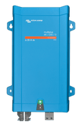 Front view of a blue Victron MultiPlus 48V 1200VA 13A inverter charger in a steel enclosure