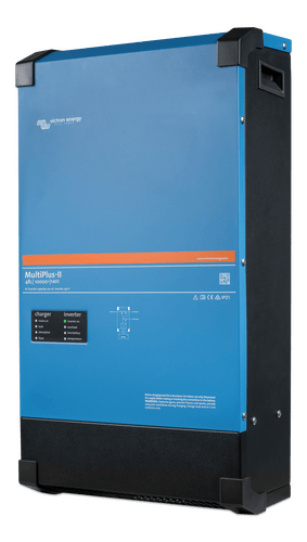 Perspective view of the steel RAL 5012 blue housing for MultiPlus-II inverter charger