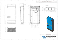 Dimensional drawing of the MultiPlus-II 48V 6500W showing front, side, and bottom measurements in mm