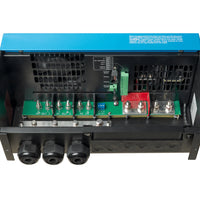 Internal view of AC and DC connection terminals and communication ports