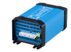 Side perspective of the blue anodised DC-DC converter showing external mounting points