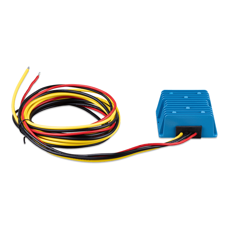 Rear view of the Victron Orion converter showing the sealed cable entry point