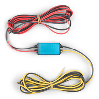 Top-down view of blue IP67 DC-DC converter with 1.8 metre input and output cables