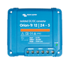 Top-down view of blue Victron Orion-Tr 12V to 24V isolated DC-DC converter with screw terminals