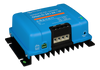Angled side view of the blue Orion-Tr isolated converter showing the cooling fins