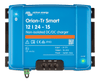 Front view of Victron Orion-Tr Smart 12/24-15 non-isolated DC-DC charger with terminal labels