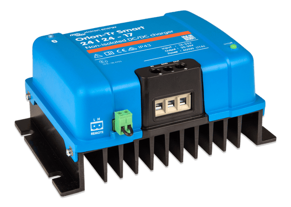 Side perspective of the Victron Orion-Tr Smart 24/24-17 charger