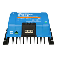 Front perspective of the Victron charger showing remote port and DC terminals