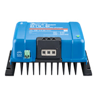 Front view of charger terminals with dust cover and remote on/off plug visible