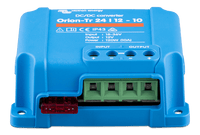 Angled view of Victron Orion-Tr converter showing terminal block and integrated fuse