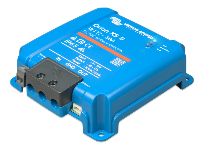Perspective view of the Orion XS 12/12 50A battery charger housing