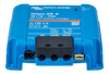 Front view of the charger's terminal block including input, ground, and output ports