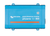 Top-down view of a blue Victron Phoenix 12/800 pure sinewave inverter with mounting flanges