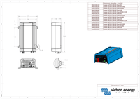 Dimensional drawing of the Phoenix 24/500 inverter showing unit length, width, and height