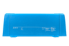 Side view of blue Victron inverter chassis with technical specifications and LED status indicator legend