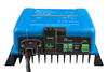 Bottom view showing DC terminals VE.Direct port and large cooling heatsink