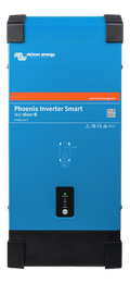 Front view of blue Victron Phoenix Smart Inverter 12/1600 with status LEDs