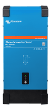 Front view of blue Victron Phoenix Smart Inverter 48/2000 showing status LEDs and power button