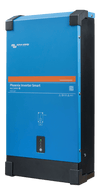 Angled side view of the blue steel Victron Phoenix Smart Inverter