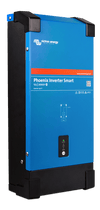 Left side angled view of the blue Victron Phoenix Smart 12/2000 230V inverter