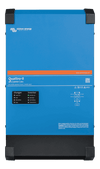 Front view of blue Victron Quattro-II 48V 5000VA inverter charger