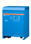 Isometric right view of the blue Victron Quattro 8000VA metal enclosure showing side ventilation