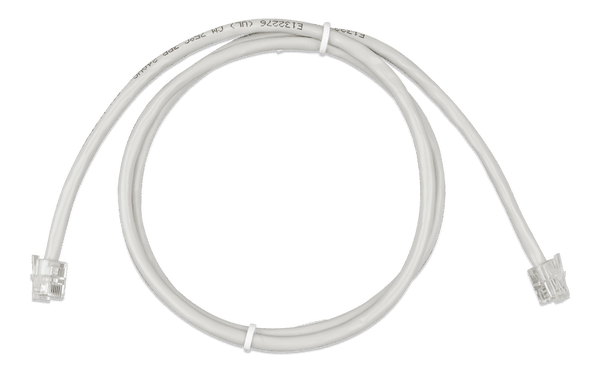 Coiled 1.8m grey RJ12 UTP cable with transparent modular connectors on both ends