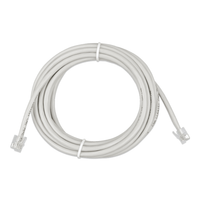 Coiled 10m grey RJ12 UTP cable with transparent modular connectors on both ends