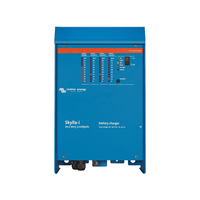 Front panel of a blue Victron Skylla-i 24V 80A battery charger with LED status display and power switch