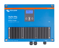 Blue Victron Skylla-IP65 24V 35A battery charger with front LCD display and large heat sink