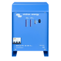Front view of Victron Skylla-TG 24V 50A battery charger with LED display panels and circuit breaker