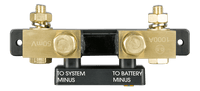Top-down view of the SmartShunt highlighting negative connection points for battery and system